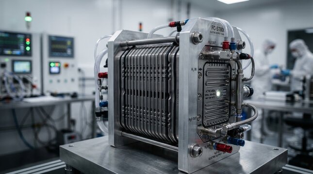 Modern Hydrogen Fuel Cell Stack in Industrial Testing Facility