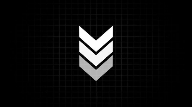 Three Gray Arrows Pointing Down on Grid Background