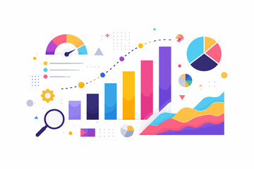 Colorful abstract data visualization with charts and graphs