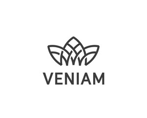 Fototapeta premium Crown flower lotus logo. Premium house spa logotype. Royal line icon symbol