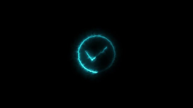 Glowing Cyan Check Mark Inside a Circle 