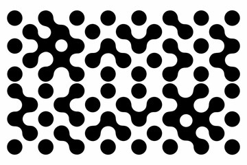 Obraz premium Black and white abstract pattern with connected circles and dots design