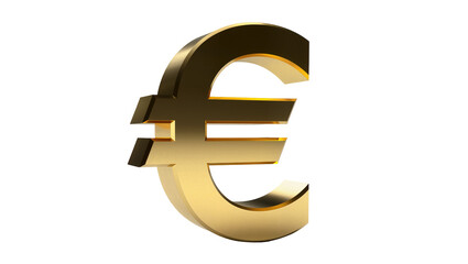 Obraz premium Shiny golden 3D Euro currency symbol, metallic and reflective, isolated on transparent background, representing European finance and economy PNG
