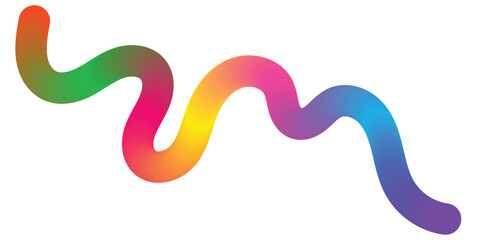 Obraz premium A vibrant rainbow colored wavy line on a white background