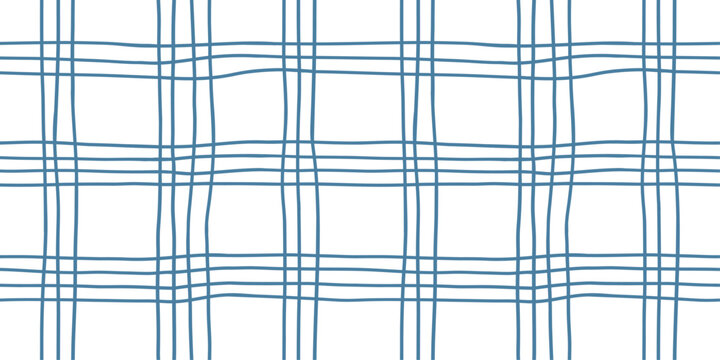 Seamless plaid pattern with irregular hand drawn lines in soft blue pastel colors. Minimal design perfect for textile, wrapping paper, wallpaper and decorative backgrounds.