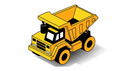 Isometric Yellow Dump Truck Illustration on White Background. © Ndog