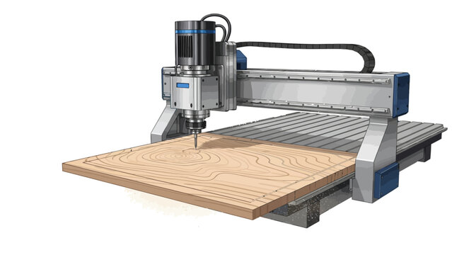 CNC Router Machine Cutting Wood.
