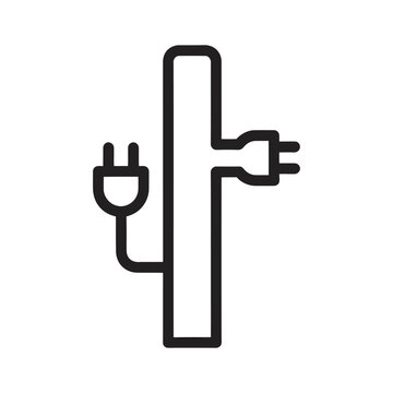 Flat design charging station icon with power plug and wireless symbol