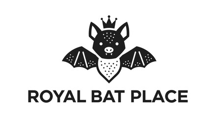 Fototapeta premium Royal bat logo with crown on white background for branding