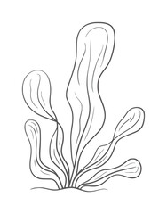 Simple black and white line of seaweed growing from sand ocean plant nature © Mahin