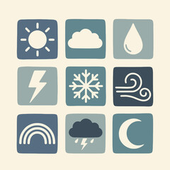 Fototapeta premium Weather forecast icons on squares 1.