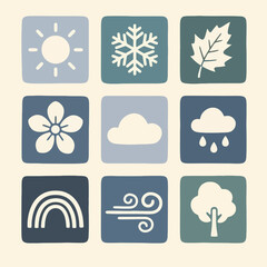 Fototapeta premium Weather forecast icons on squares 2.