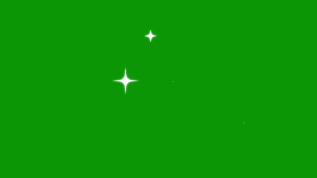 Twinkle lights star, shine twinkle star, Twinkle light stars sparkling, flat vector doodle sparkle star animation, glowing light trails, 2D shining twinkle effect on green screen background. 4k video