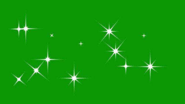 shine twinkle star, Twinkle light stars sparkling, flat vector doodle sparkle star animation, Twinkle lights star, glowing light trails, 2D shining twinkle effect on green screen background. 4k video