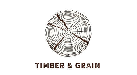 Timber and Grain Logo with Detailed Tree Trunk Cross-Section. © Yann