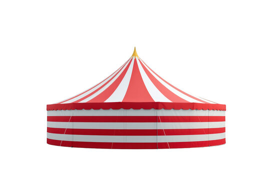 Circus tent red and white stripes on transparent background providing space for events, carnival, and festival shows