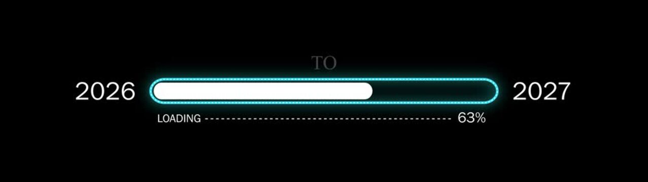 New year 2027 loading bar animation Year changing from 2026 to 2027. Loading bar from 2026 to 2027 new year transfer animation.quality full 4k animation video.