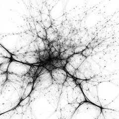 Obraz premium Neural Network Abstract: Black Lines on White Background