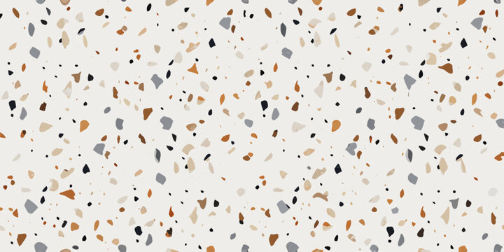Abstract terrazzo pattern with scattered flecks in neutral earth tones