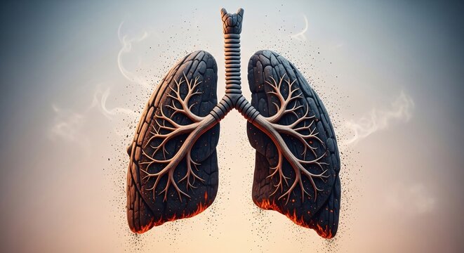 Human lungs with bronchial tree.