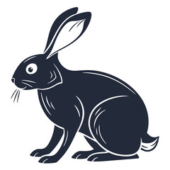 Obraz premium Stylized dark blue rabbit silhouette illustration