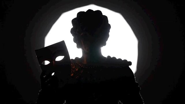 Silhouette of a Person Using Laptop in Dark Room.