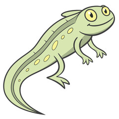 Obraz premium Cute cartoon green lizard or newt character