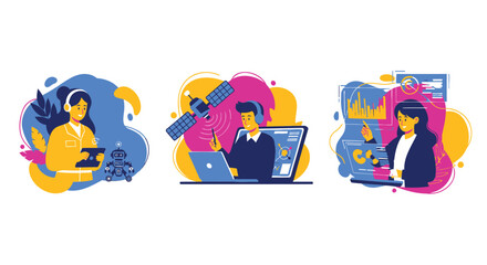 Fototapeta premium Set of 3 vector business people illustrations