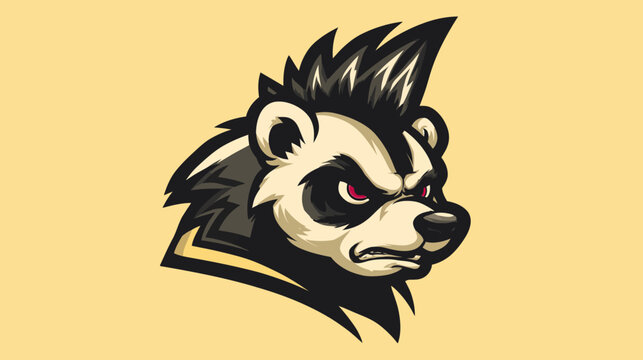 A stylized illustration of an angry animal's head, featuring a mohawk on a light orange background