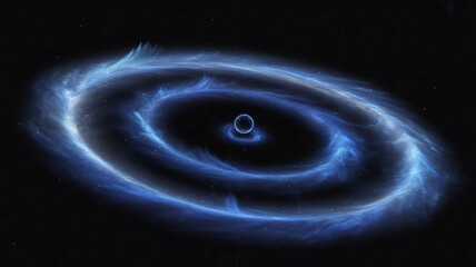 Abstract black hole with glowing accretion disk representing deep space gravity astrophysics and cosmic phenomenon 