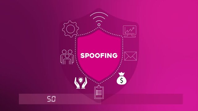 Spoofing attack impersonating devices or users to bypass security measures 4K animation video.