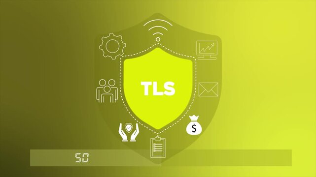 Transport Layer Security (TLS) protocol encrypting data for secure communication 4K animation video.