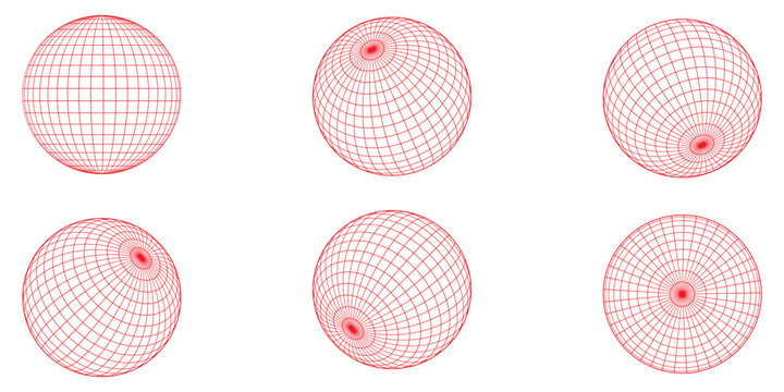 Wireframe Globe Sphere Set -  Vector Geometry Illustration