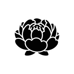 Black lotus flower symbol silhouette spiritual meditation zen art vector illustration