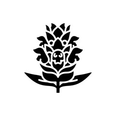 Black and white minimalist fleur de lis emblem vector symbol elegant design logo © Husnara Stock 