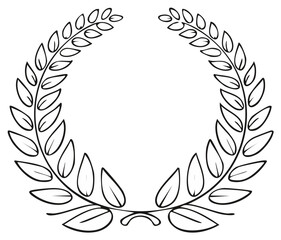 Obraz premium Outline of a Vector Laurel Wreath Frame with Leaves for Badges or Awards
