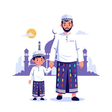 Father and son in traditional.