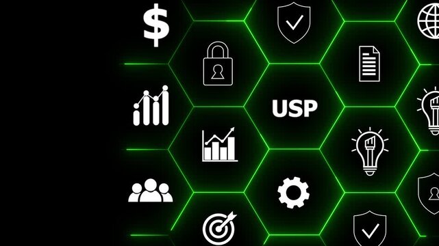 Unique selling proposition (USP), marketing strategy concept. The competitive advantage of product and service and attract customers.Differentiate from the competition,unique benefits and features.4k