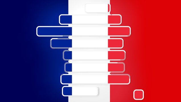 map shape of France, french flag colors background