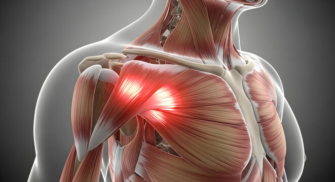 Human body with highlighted lungs and ribcage
