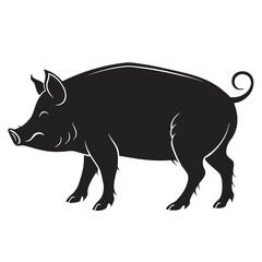 Fototapeta premium Black silhouette of a pig standing in profile