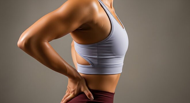woman in sports bra experiencing lower back pain