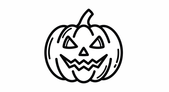 A festive autumn squash with a spooky carved face is ready for Halloween celebrations and harvest season traditions perfect for fall decorations and seasonal designs in black and orange color