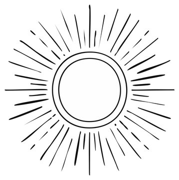 Radiant sunburst emblem with copy space for graphic design and retro illustration