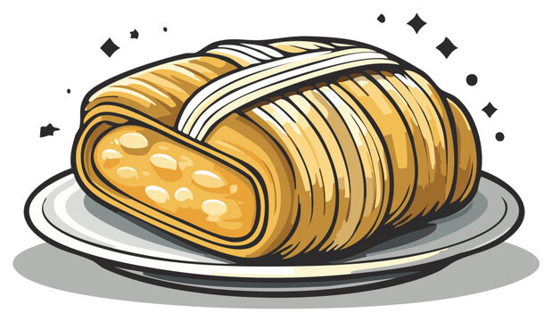 Handcrafted traditional tamale dish with savory filling on a white plate and sparkling highlights