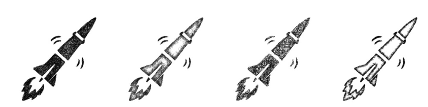Sketch guided missile icon design set