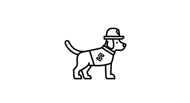 Cartoon Dog with Hat and Vest Illustration.