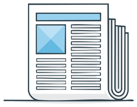 Cartoon Illustration of a Stack of Newspapers with Headlines and Columns
