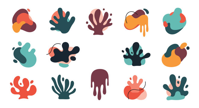 Collection of Organic Shapes and Abstract Fluid Forms Set of Irregular Blob Elements for Creative Design and Decoration Artistic Motifs and Graphic Compositions in Earthy Tones