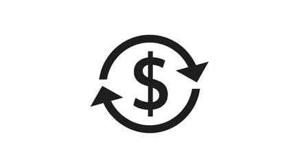Fototapeta premium A minimalist black icon depicts a dollar sign within a circular looping arrow symbolizing financial circulation high quality professional